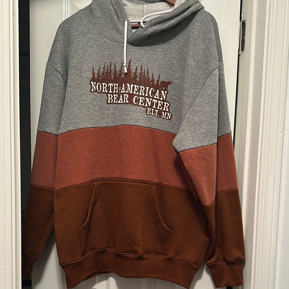 4/$15 Bear Center in Ely, MN Colorblock Hoodie - Gray and Brown
